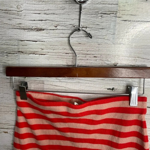Skaist Taylor Striped Skirt Knit pencil cream  orange pink size small - Picture 2 of 8